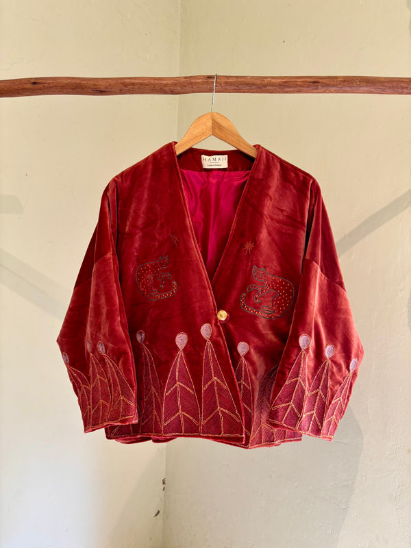 Vintage velvet caracal Jacket - Punch