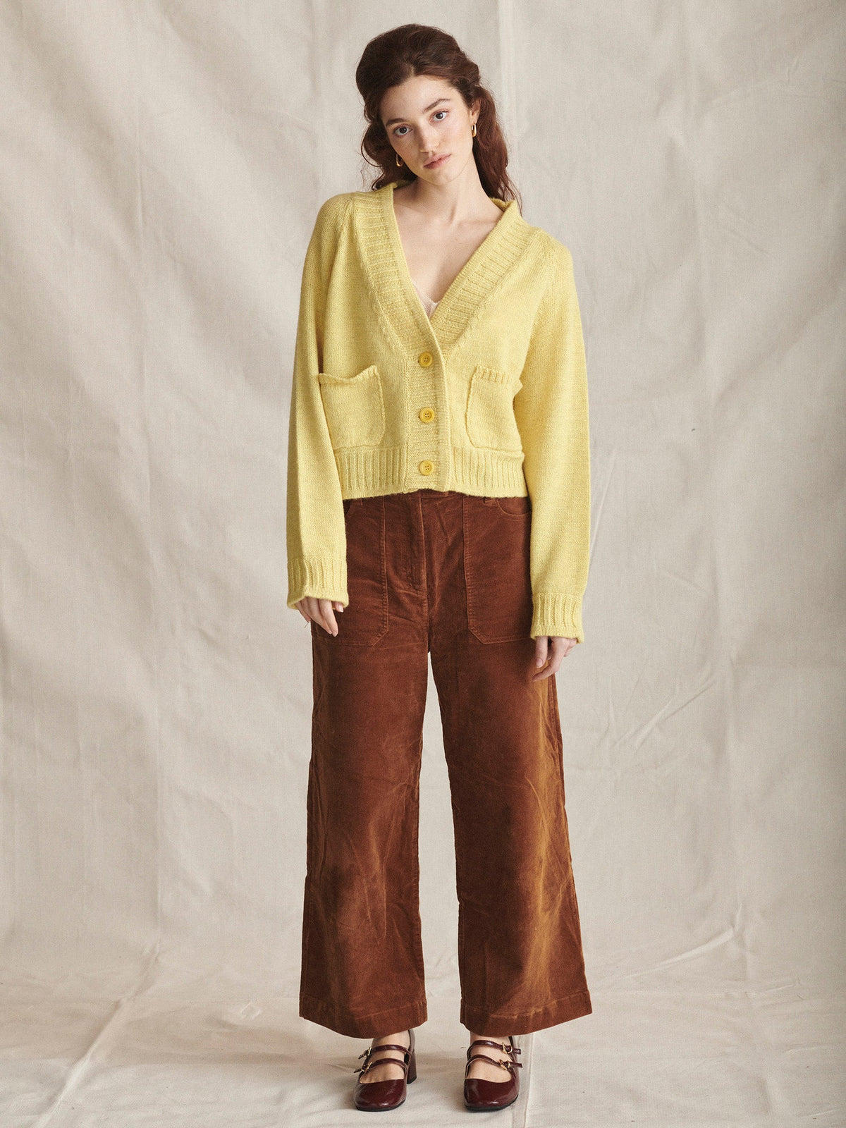 Ingleton Crop Cardigan in Lemon