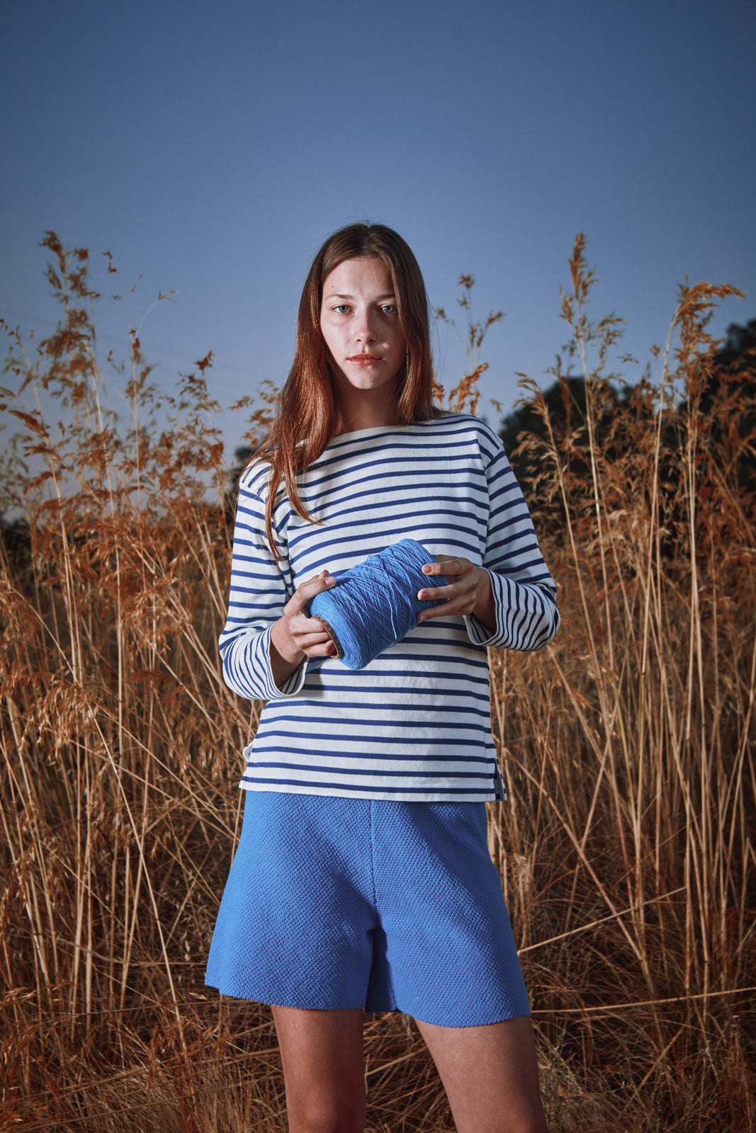 JANE Slim-Fit Shorts in Organic Cotton - Cyan