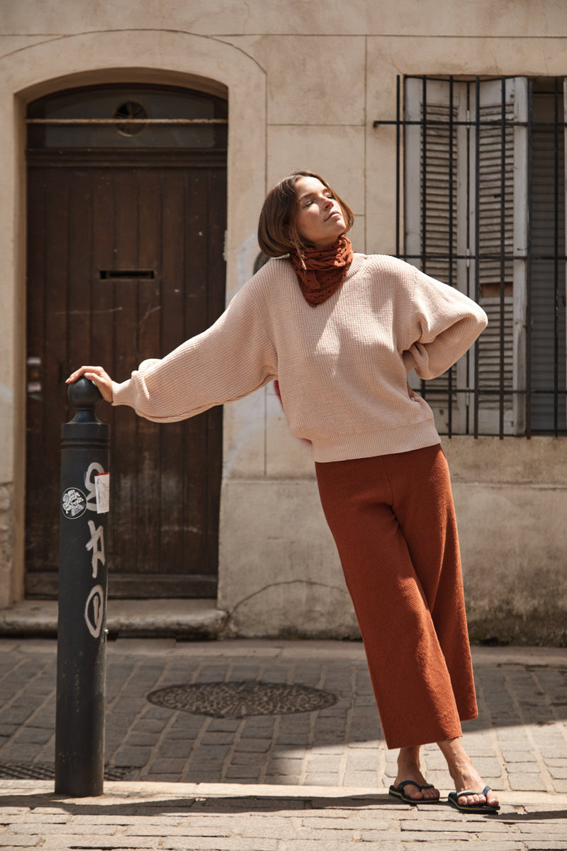 CLEMENTINE Batwing Sweater in Organic Cotton - Powder Pink