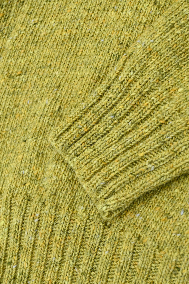 The Kent Donegal Merino Wool Short Cardigan in Lime
