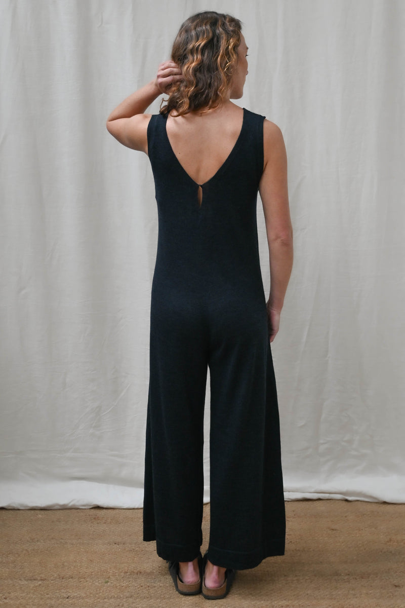 The Mori Fine Merino Wool Jumpsuit in Charcoal