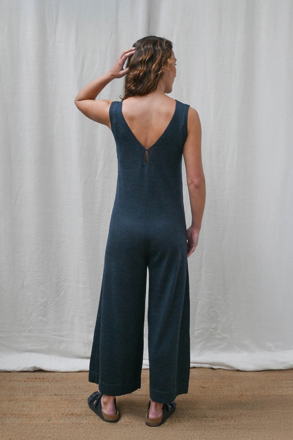 The Mori Fine Merino Wool Jumpsuit in Indigo