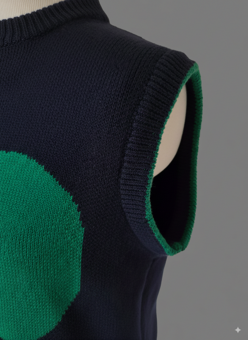Organic Cotton Knit Jumper Vest - Blue