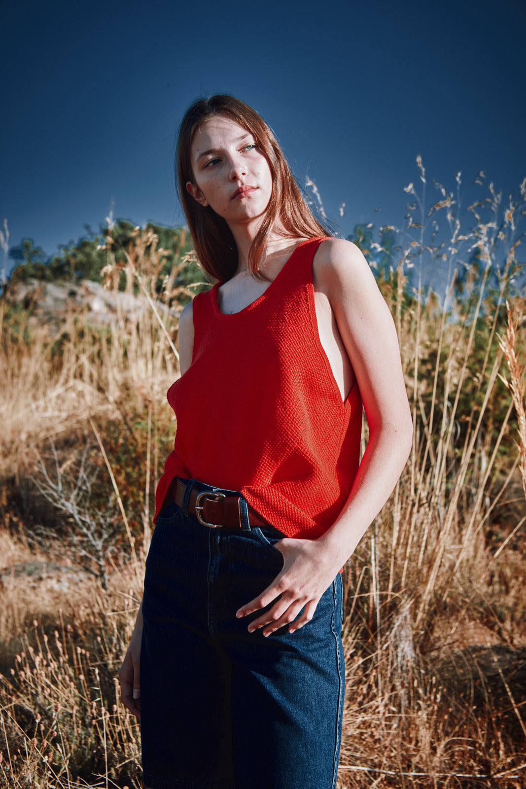 LARA Tank Top in Organic Cotton - Red