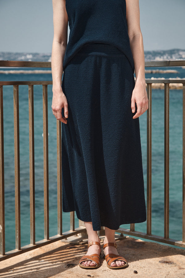 GILDA Flare Skirt in Organic Cotton - Navy