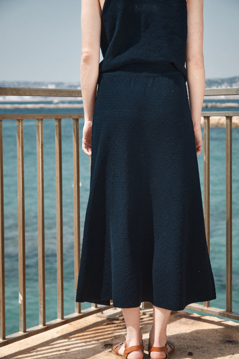 GILDA Flare Skirt in Organic Cotton - Navy