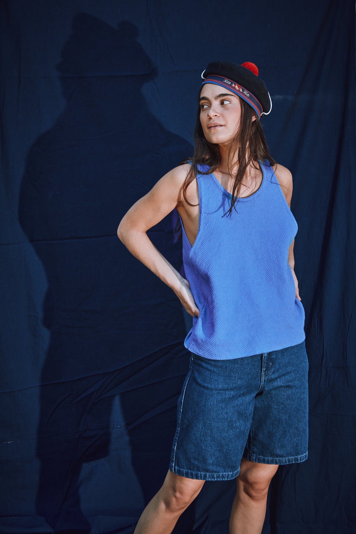 LARA Tank Top in Organic Cotton - Cyan Blue