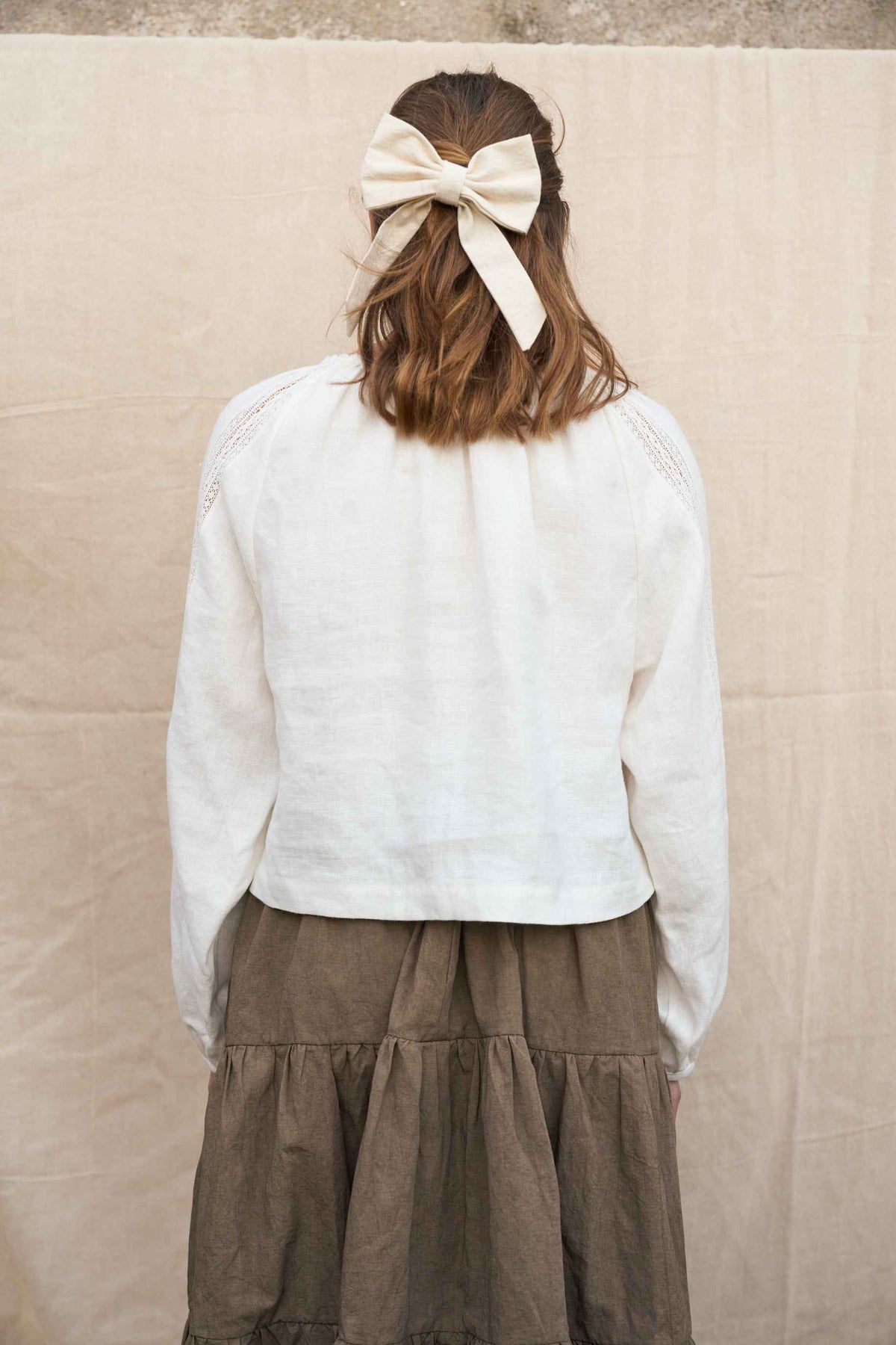 Bramley Blouse in Pearl Linen & English Lace