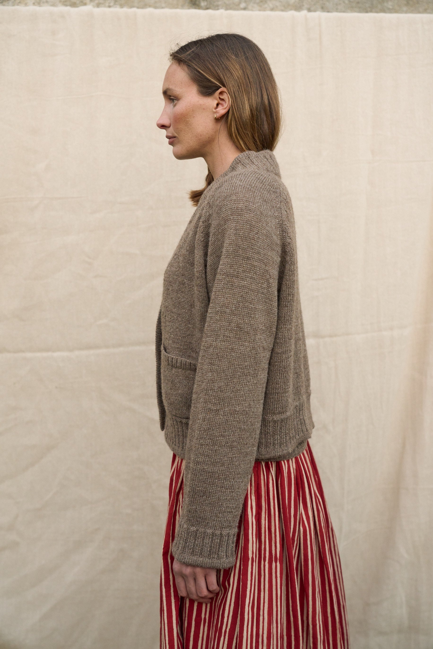 Ingleton Crop Cardigan in Loam
