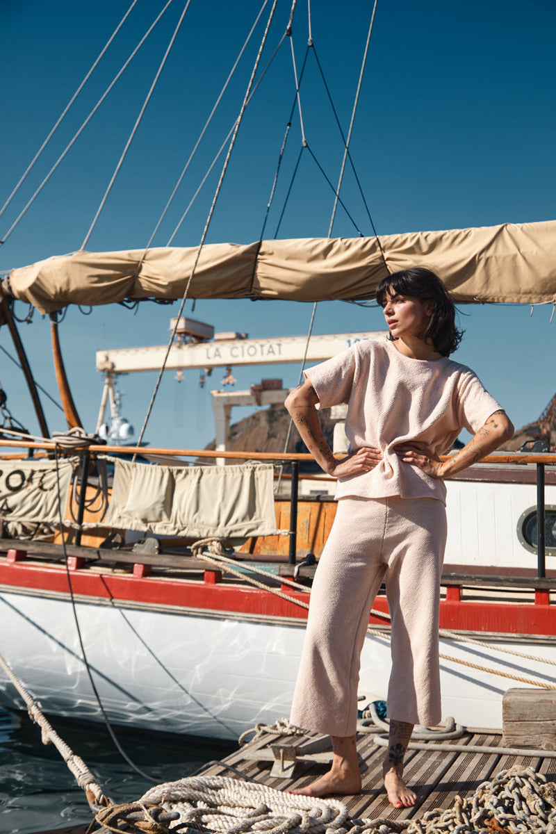 LÉA Short-Sleeve Tee in Organic Cotton - Powder Pink