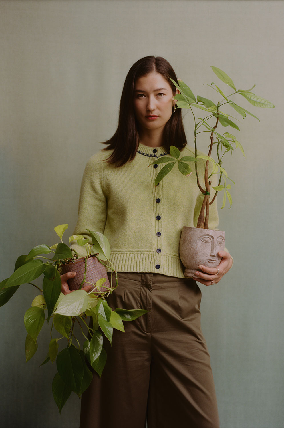 Cecilia Cardigan, Lime Lambswool & Cashmere