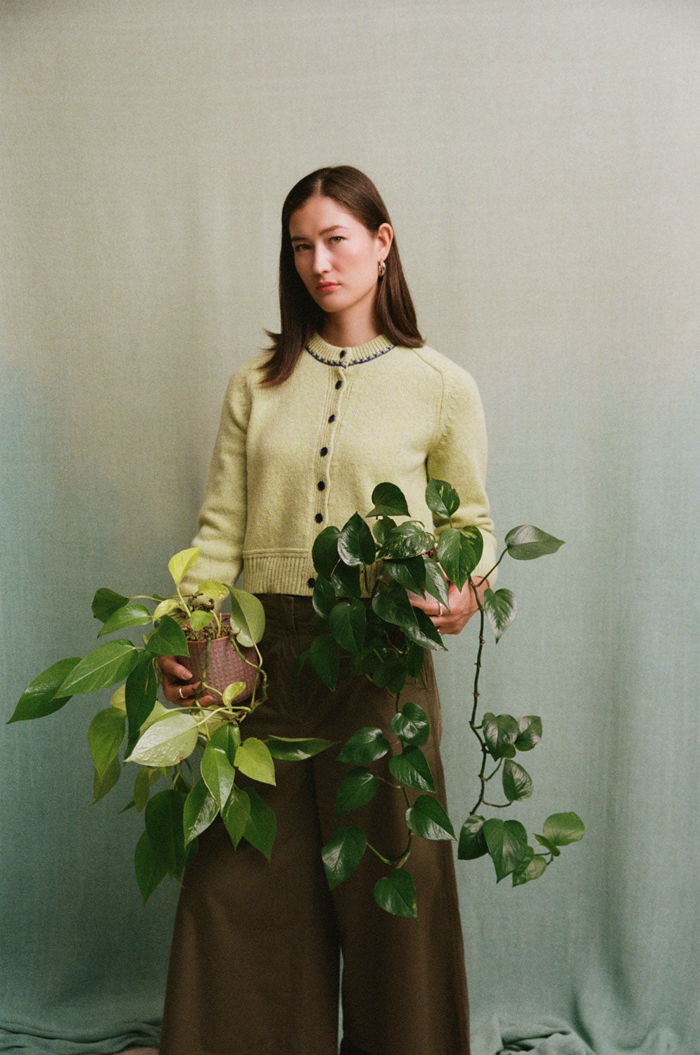 Cecilia Cardigan, Lime Lambswool & Cashmere