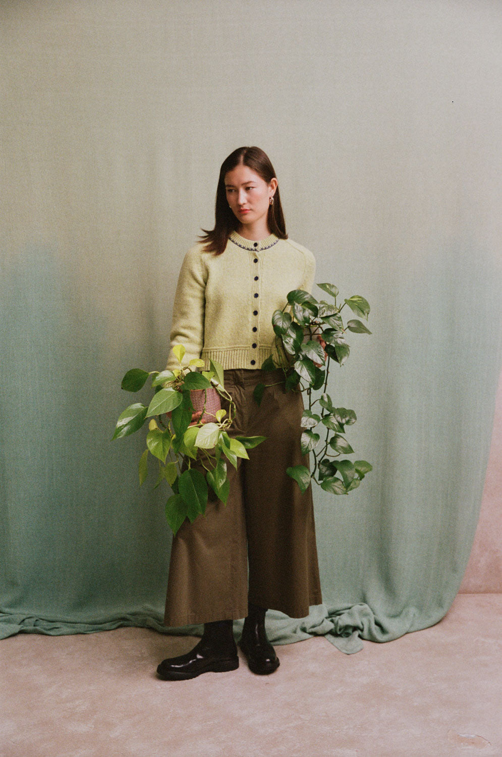 Cecilia Cardigan, Lime Lambswool & Cashmere