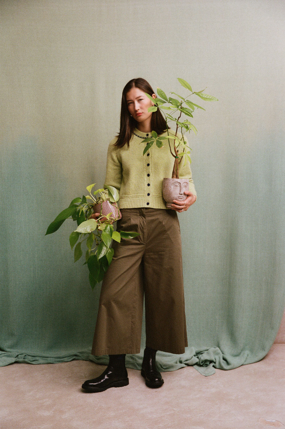 Cecilia Cardigan, Lime Lambswool & Cashmere