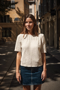 LIZ Lace Top in Organic Cotton - Off-White