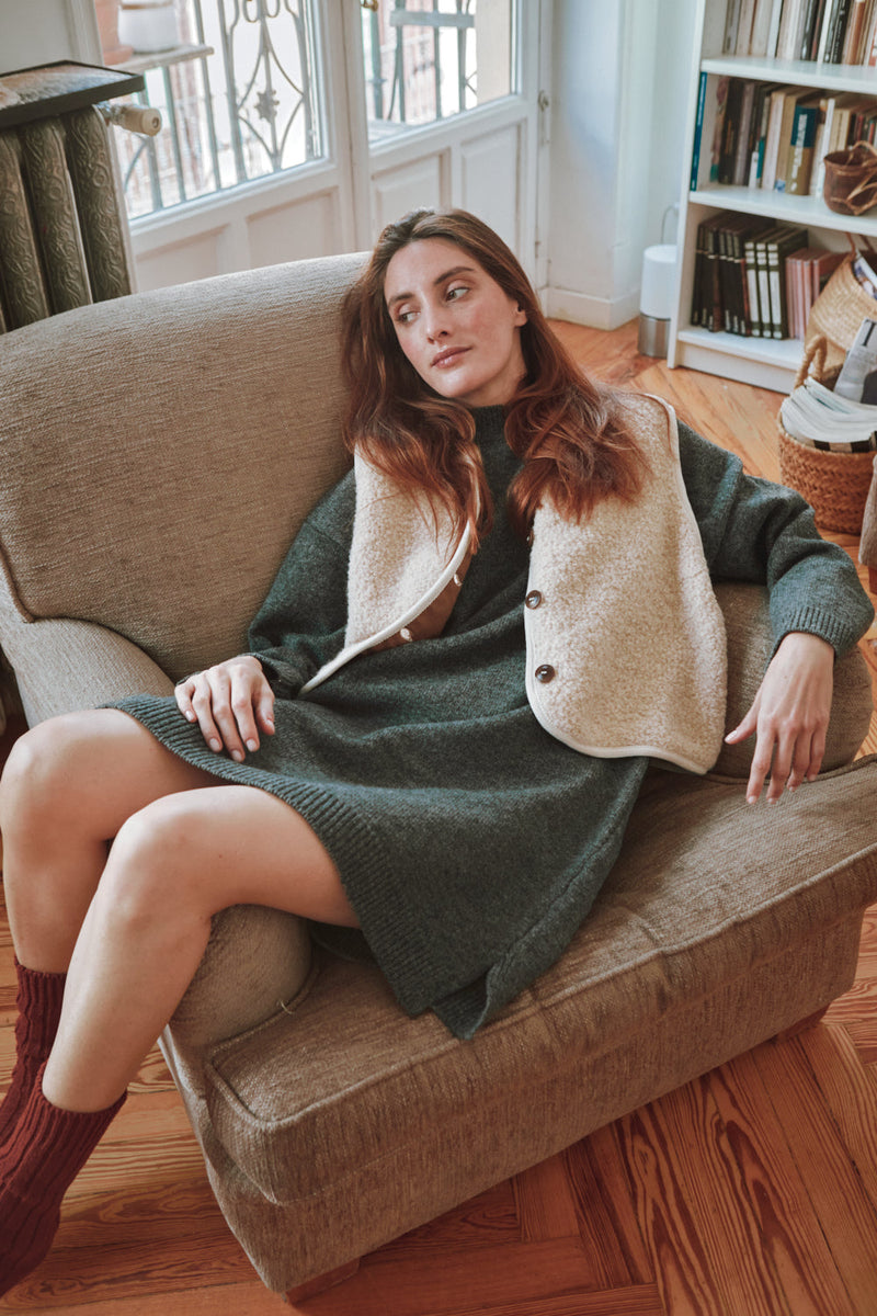 PERRINE Sweater Dress in Merino Wool - Ash Grey