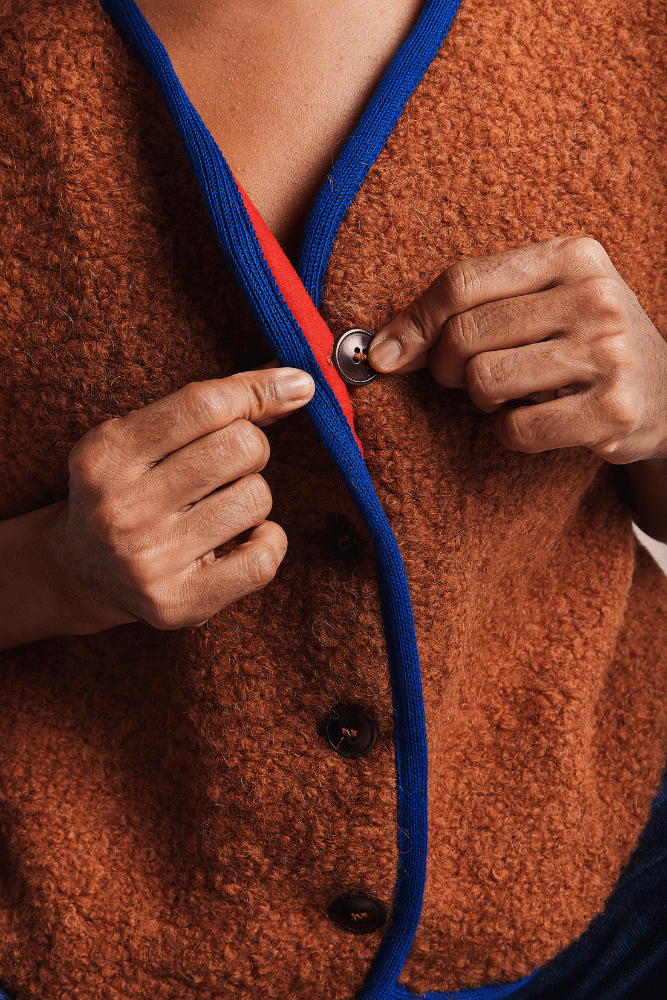 LUCE Shepherd's Vest in Curly Alpaca - Terra