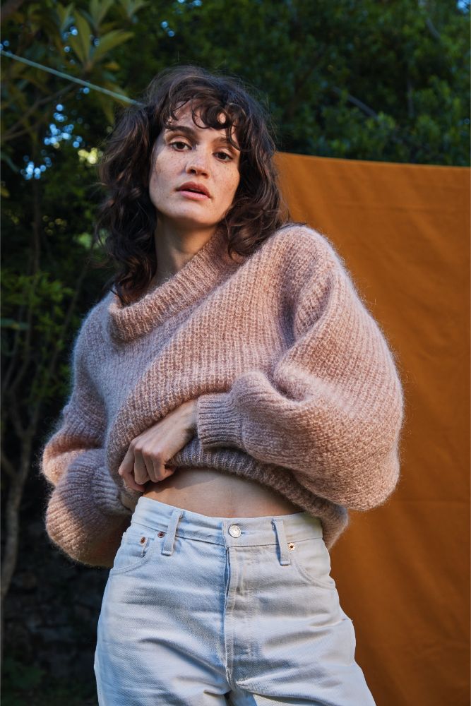 LUCIE Batwing Sweater in light pink - Cruelty Free Mohair Wool - L'Envers