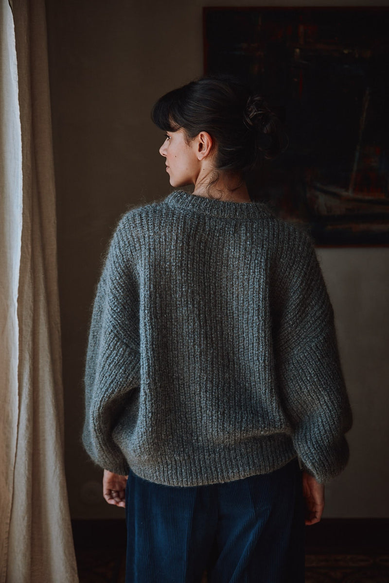 LUCIE Batwing Sweater in Mohair Wool - Ash Grey, 100% cruelty-free and sustainable knitwear - L'envers