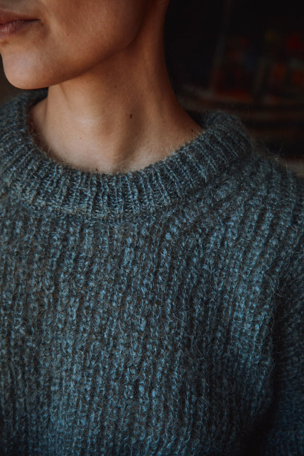 LUCIE Batwing Sweater in Mohair Wool - Ash Grey, 100% cruelty-free and sustainable knitwear - L'envers