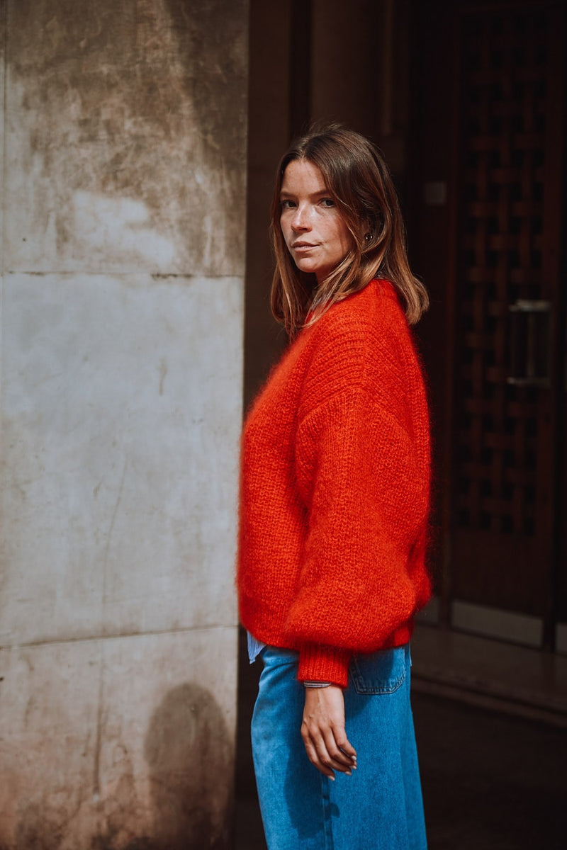 LUCIE Batwing Sweater in Red- Cruelty Free Mohair Wool | L'Envers