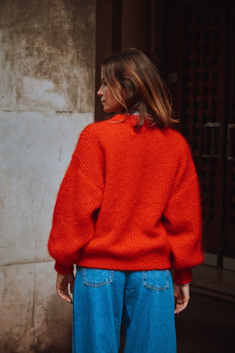 LUCIE Batwing Sweater in Red- Cruelty Free Mohair Wool | L'Envers