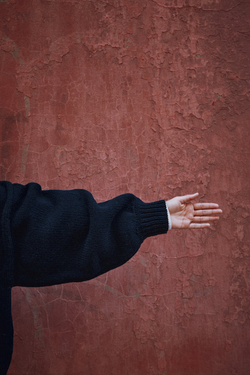 LUNA Batwing Cardigan in Merino Wool - Navy