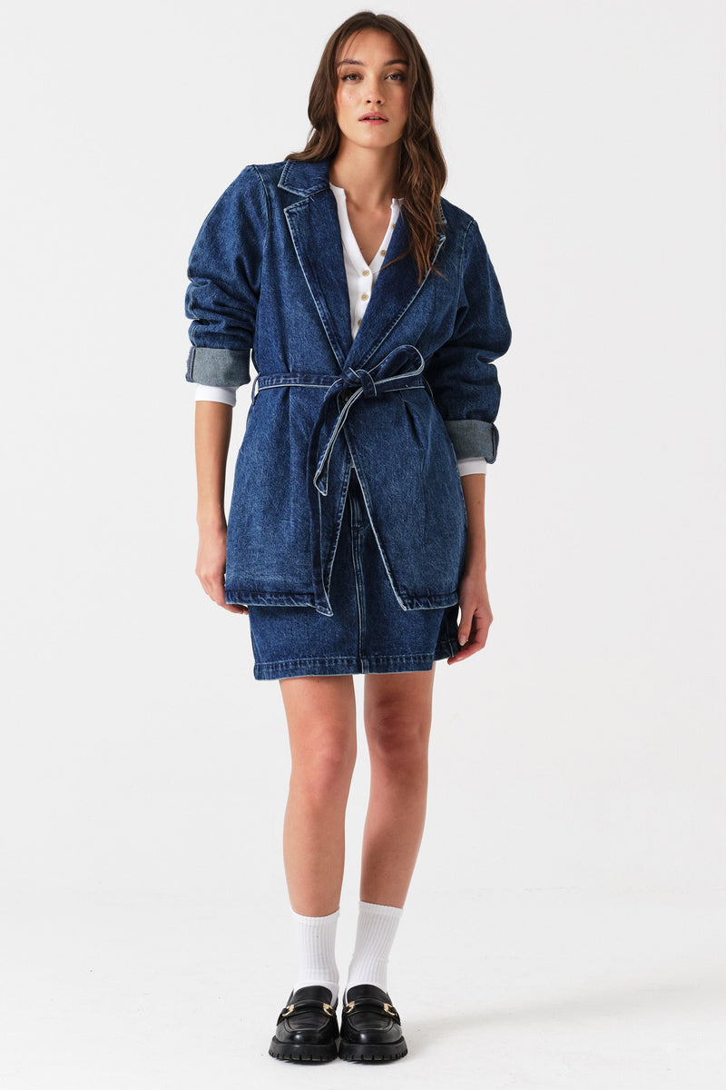 Bette Belted Denim Jacket in Phoenix