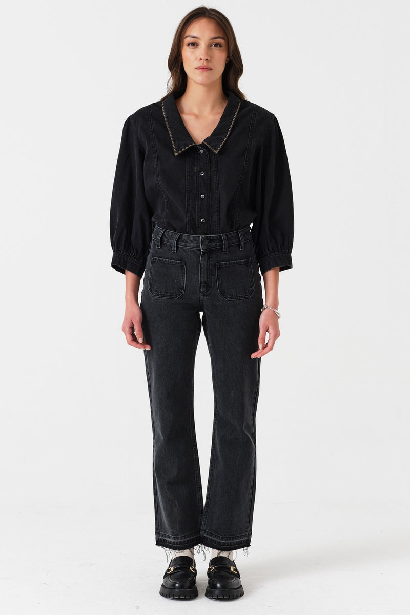 Gigi Kick Flare Jean in Raven