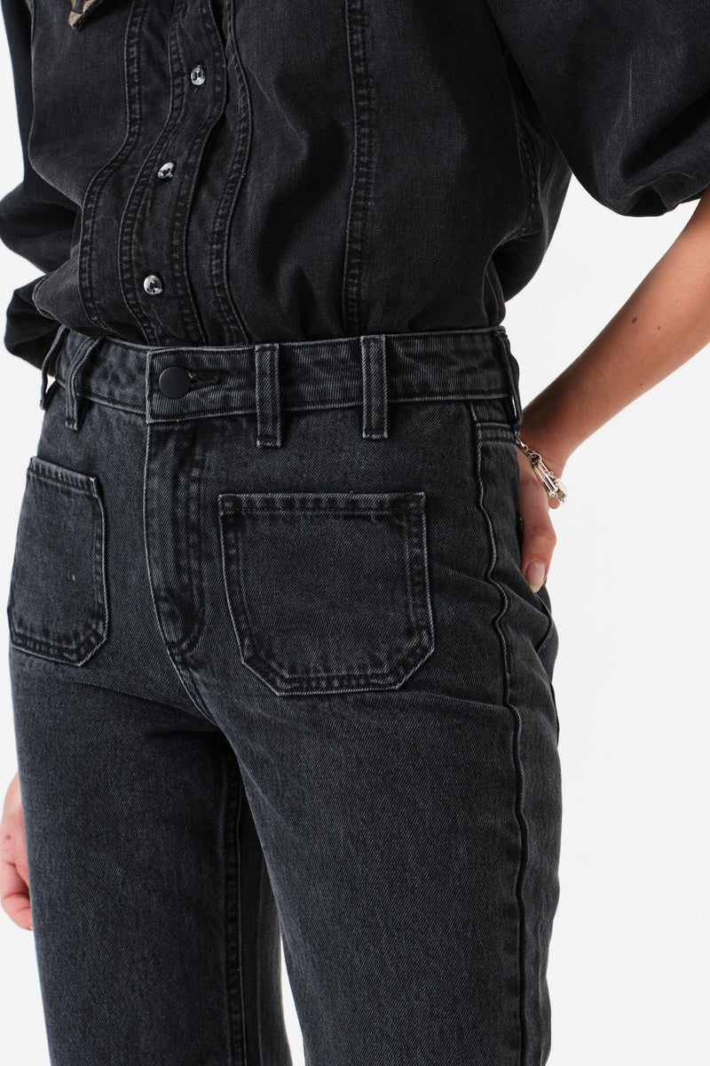 Gigi Kick Flare Jean in Raven