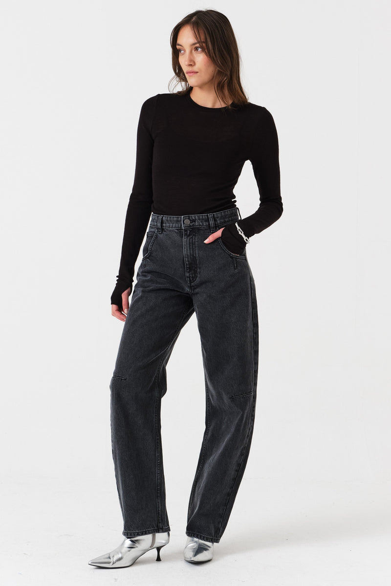 Nina Barrel Leg Jean in Raven