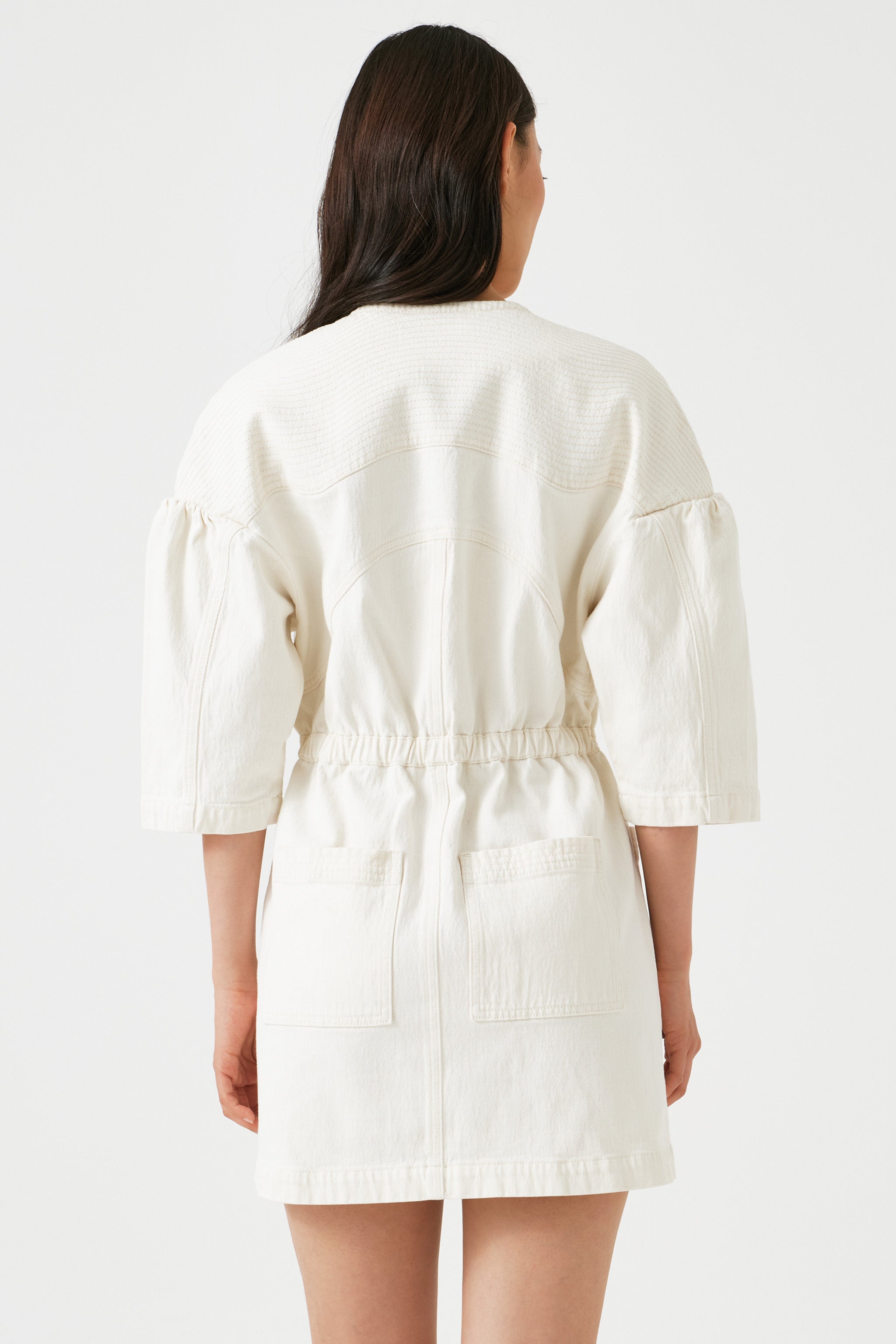 Zaha Mini Dress in Ecru - seventy + mochi