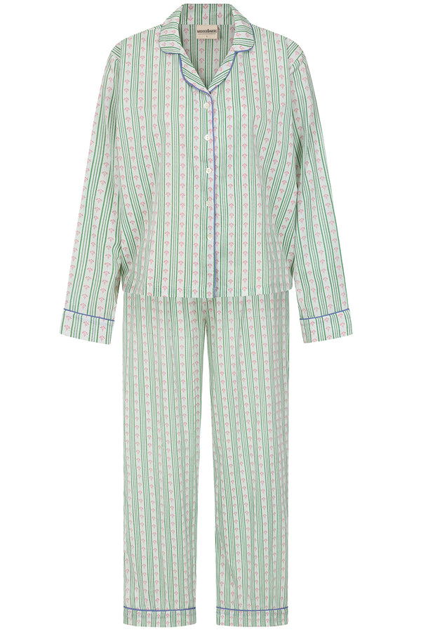 Green Stripe Long Pyjama Set