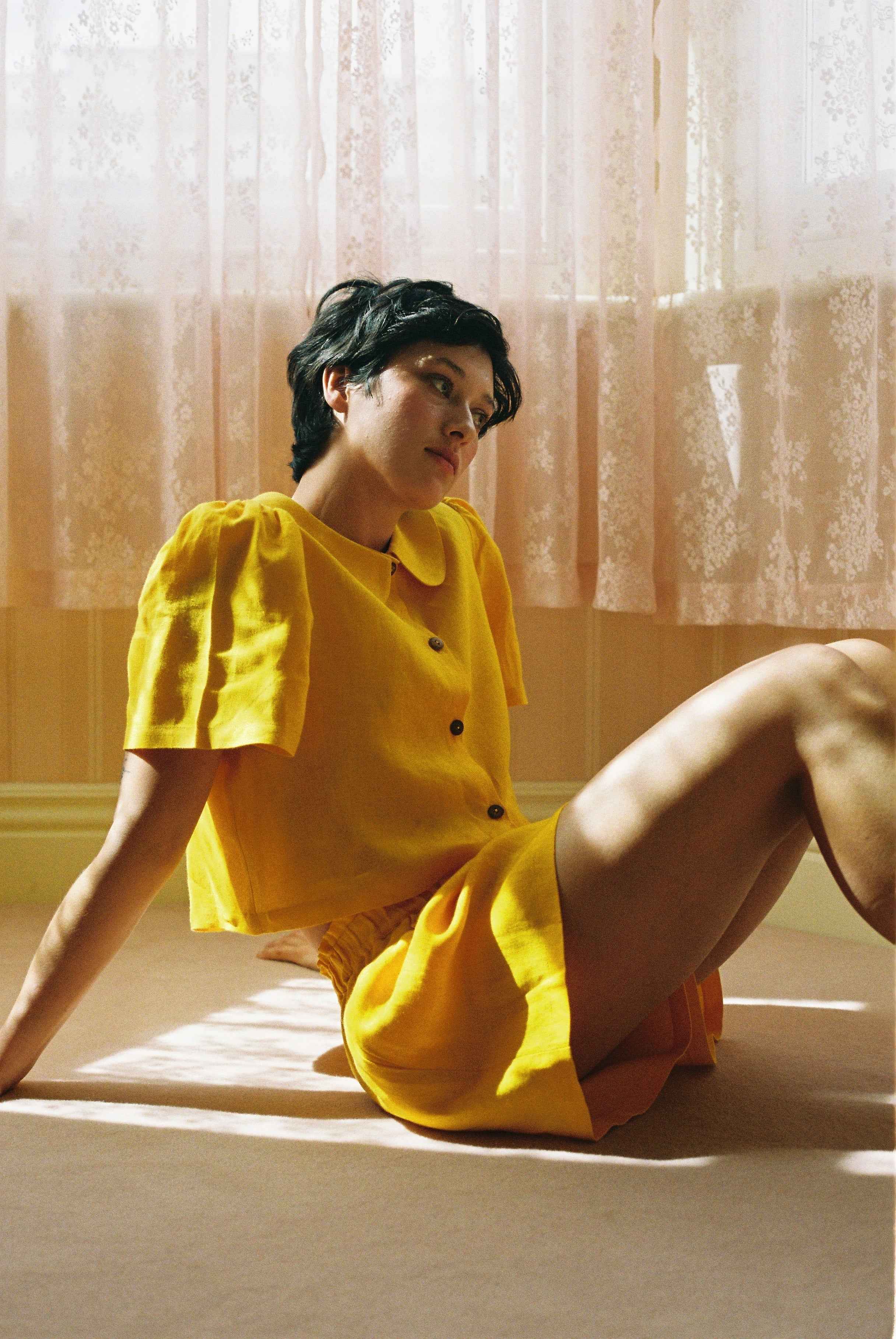 Olivia Linen Shorts - Marigold
