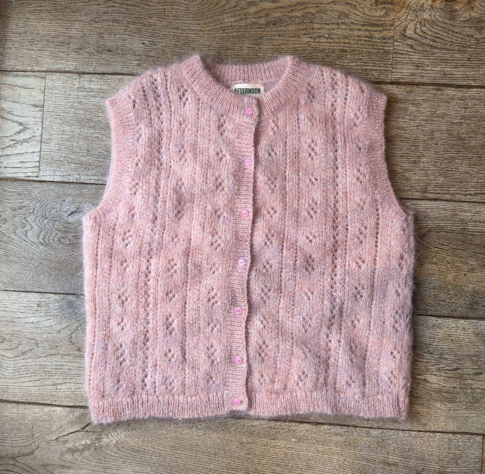 PRE-ORDER: Pointelle Knit Vest - Peony Pink