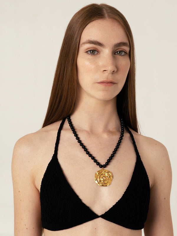 Origin Onyx Necklace Gold