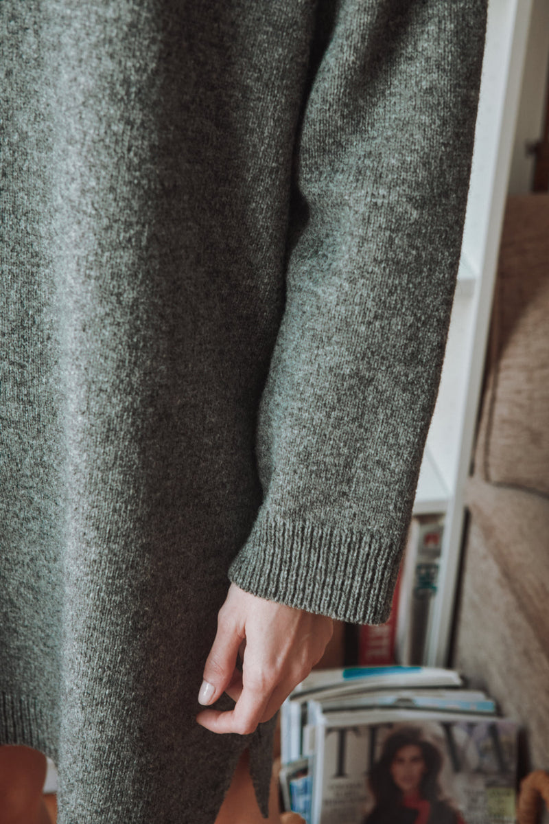 PERRINE Sweater Dress in Merino Wool - Ash Grey