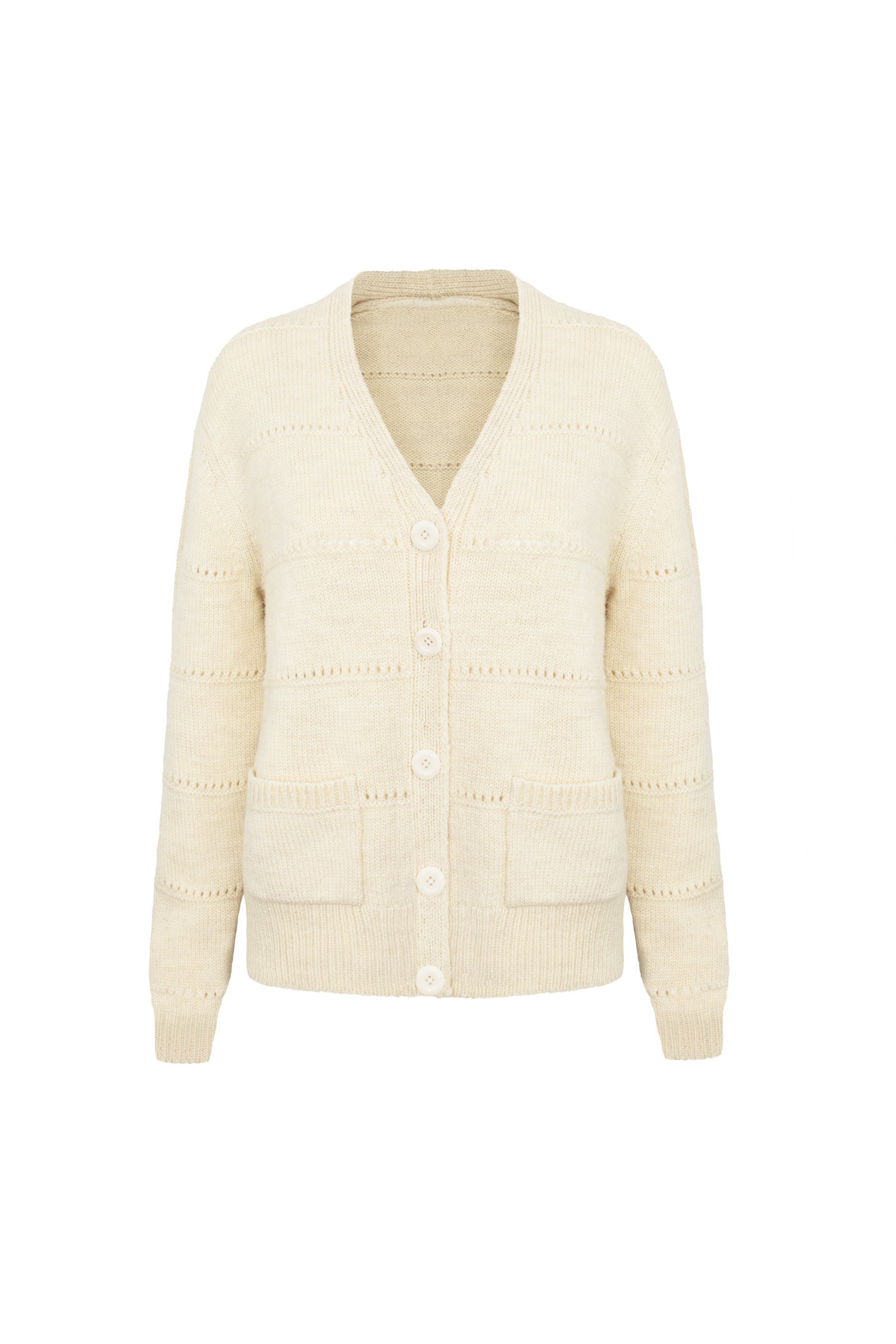 Pendle Cardigan in Ecru Pointelle