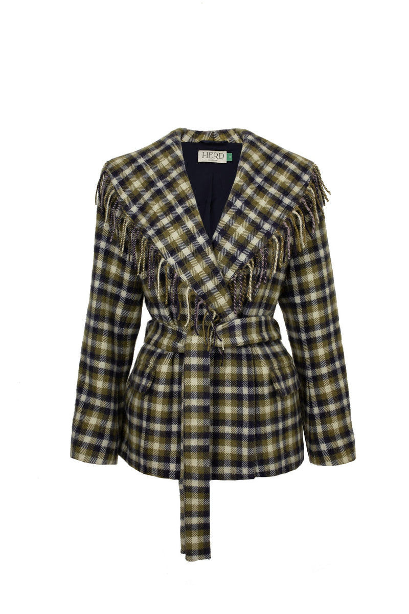 Penrith Fringed Jacket in Forest Tartan
