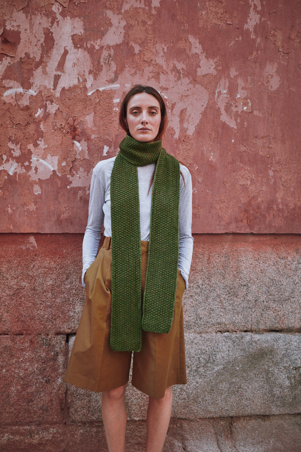 ROSALIE Thin Scarf in Merino Wool - Olive Green