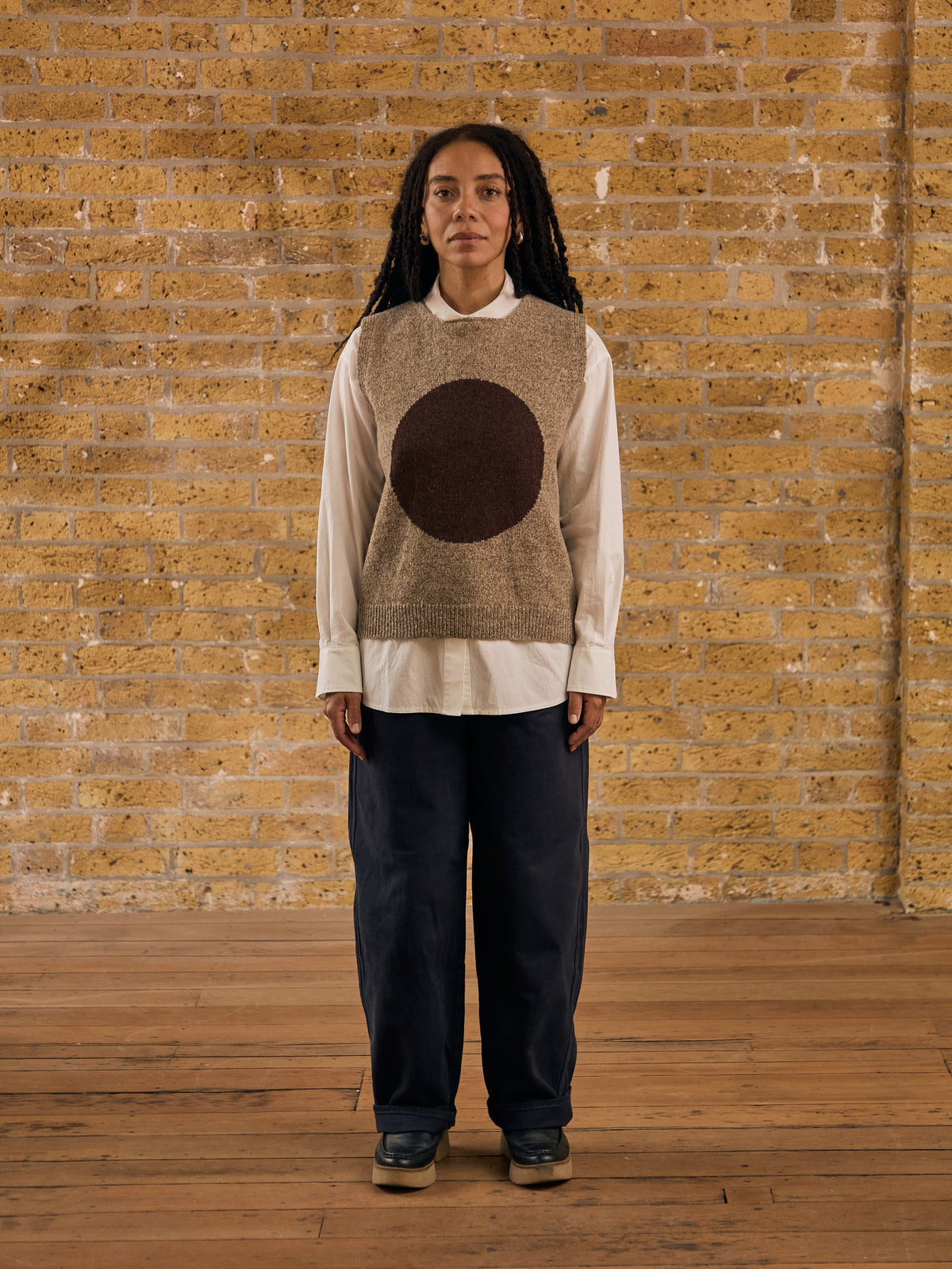 Dot Knitted Top | Brown