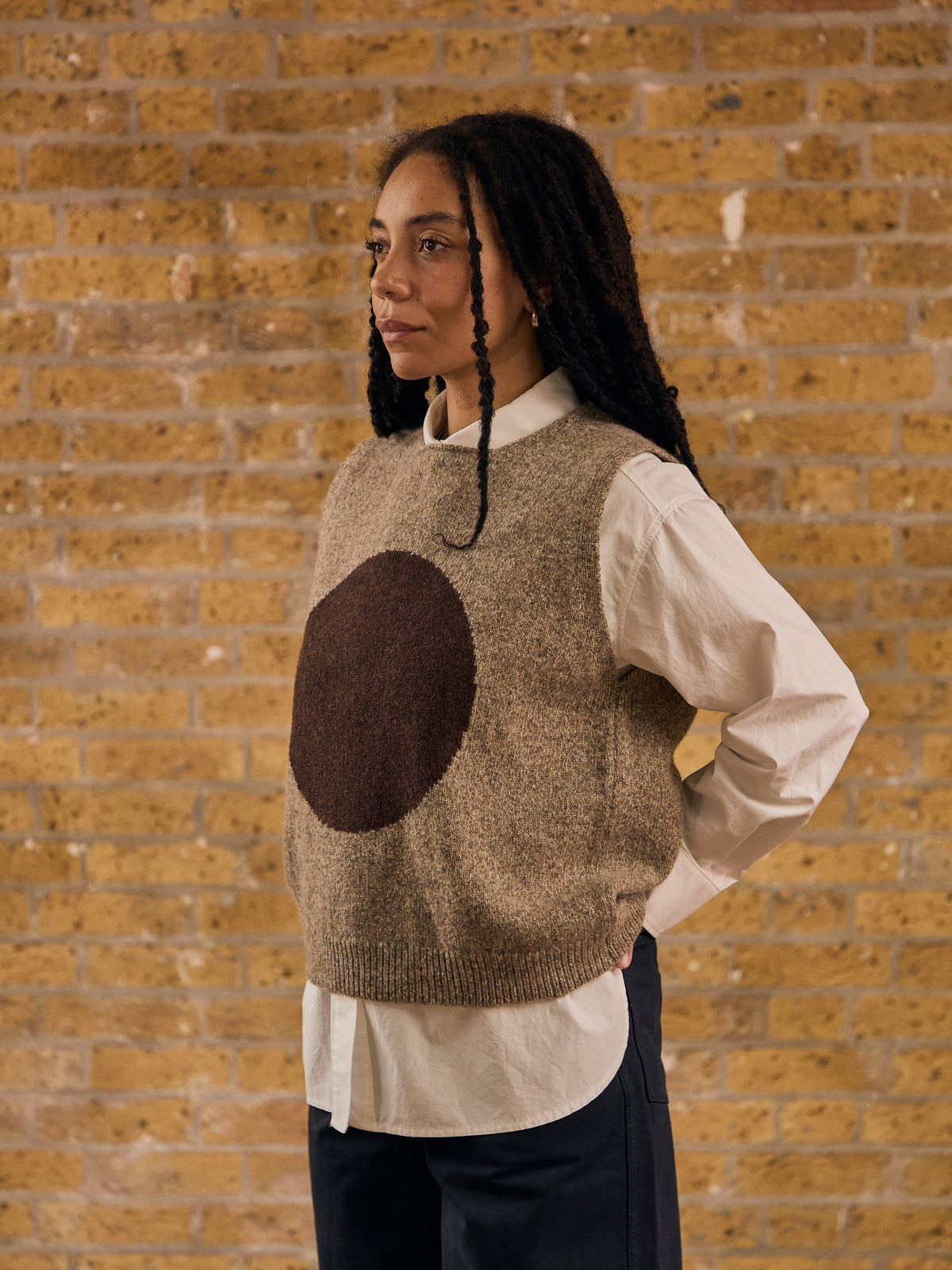 Dot Knitted Top | Brown