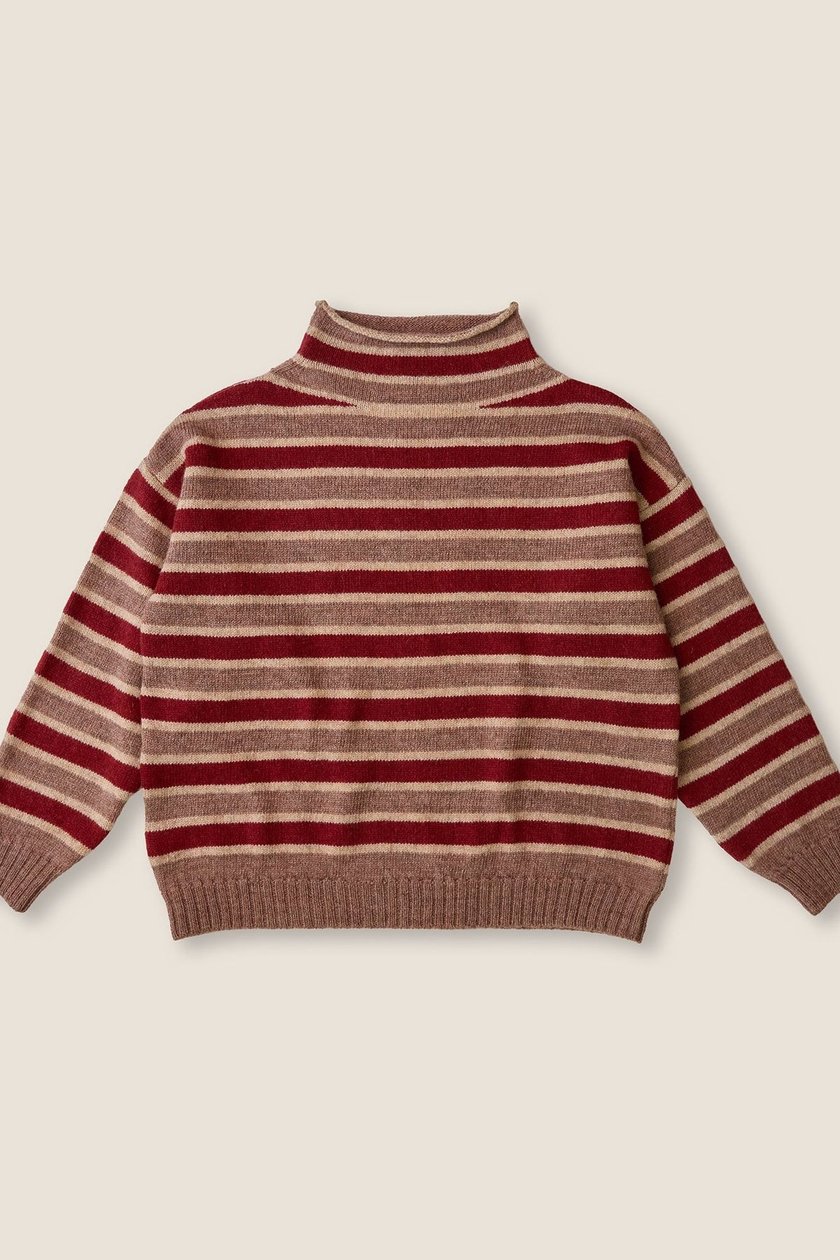 Striped Funnel Neck Sweater | Rose