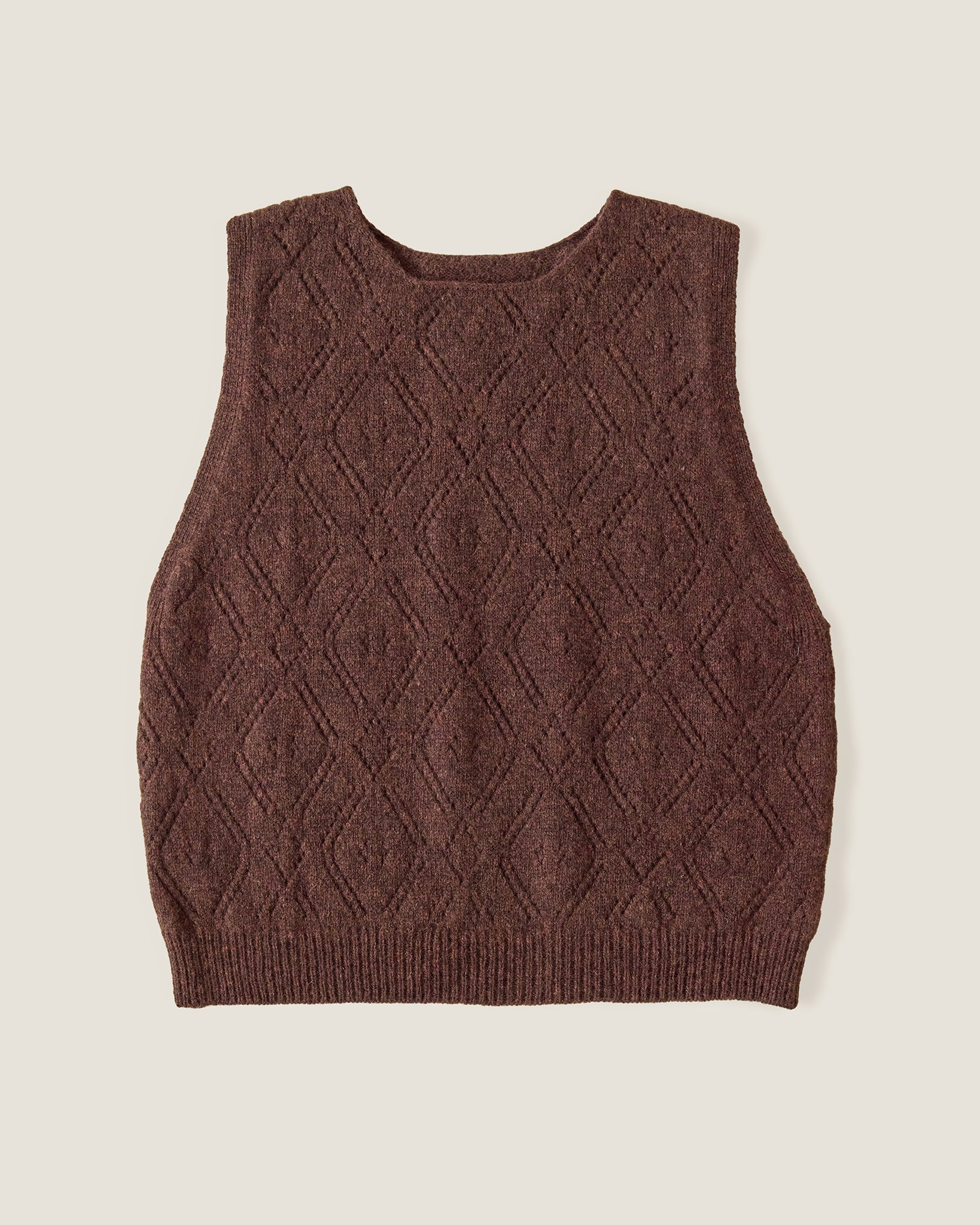Diamond Open Knit Top | Dark Brown