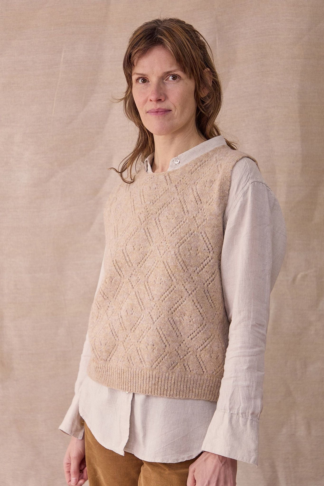 Diamond Open Knit Top | Oatmeal