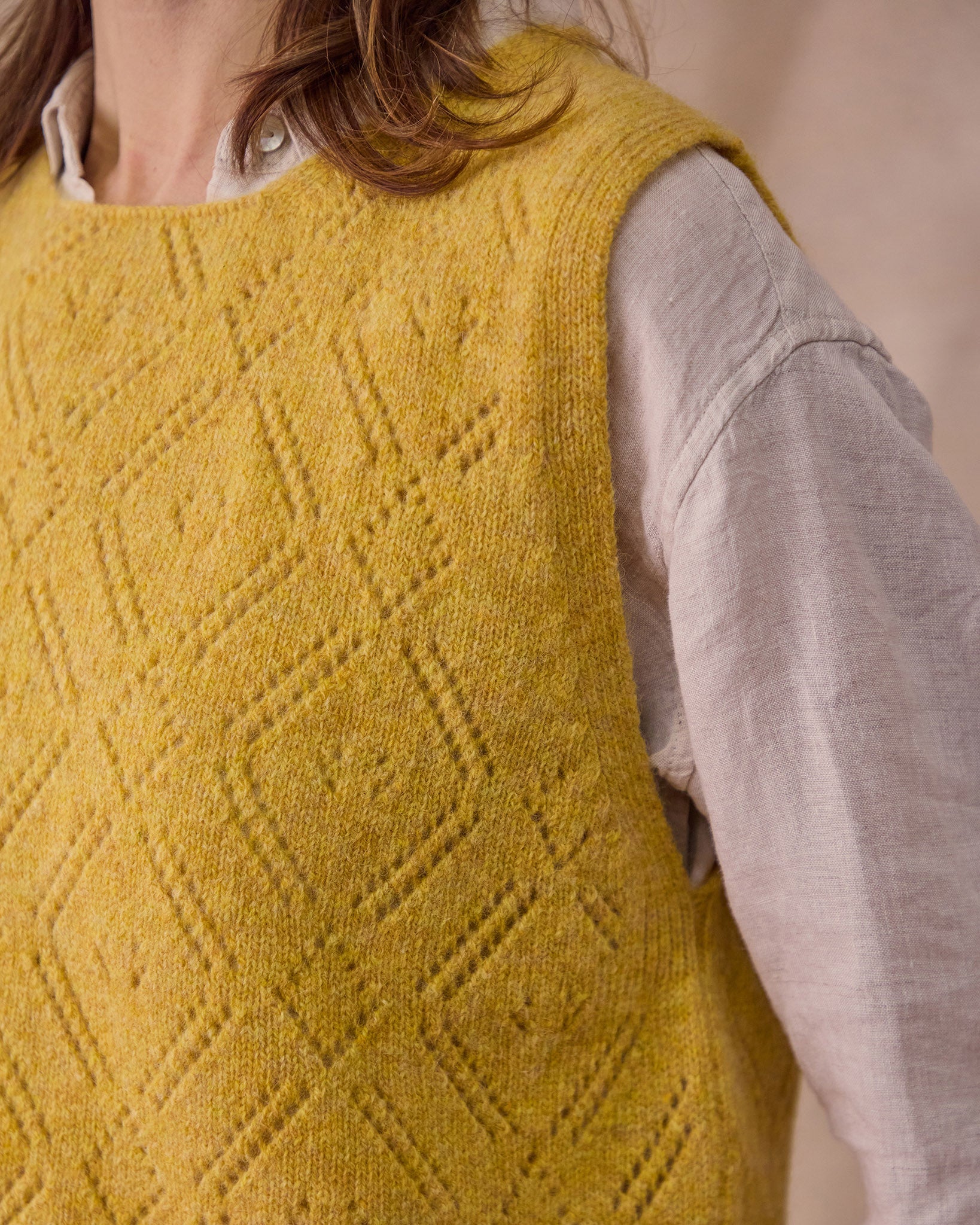 Diamond Open Knit Top | Mustard