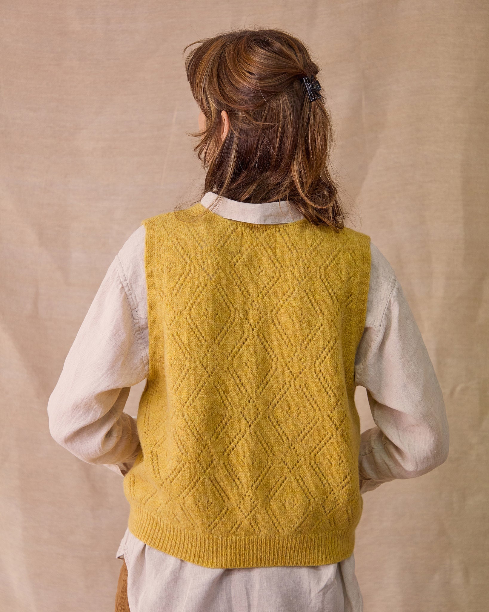 Diamond Open Knit Top | Mustard