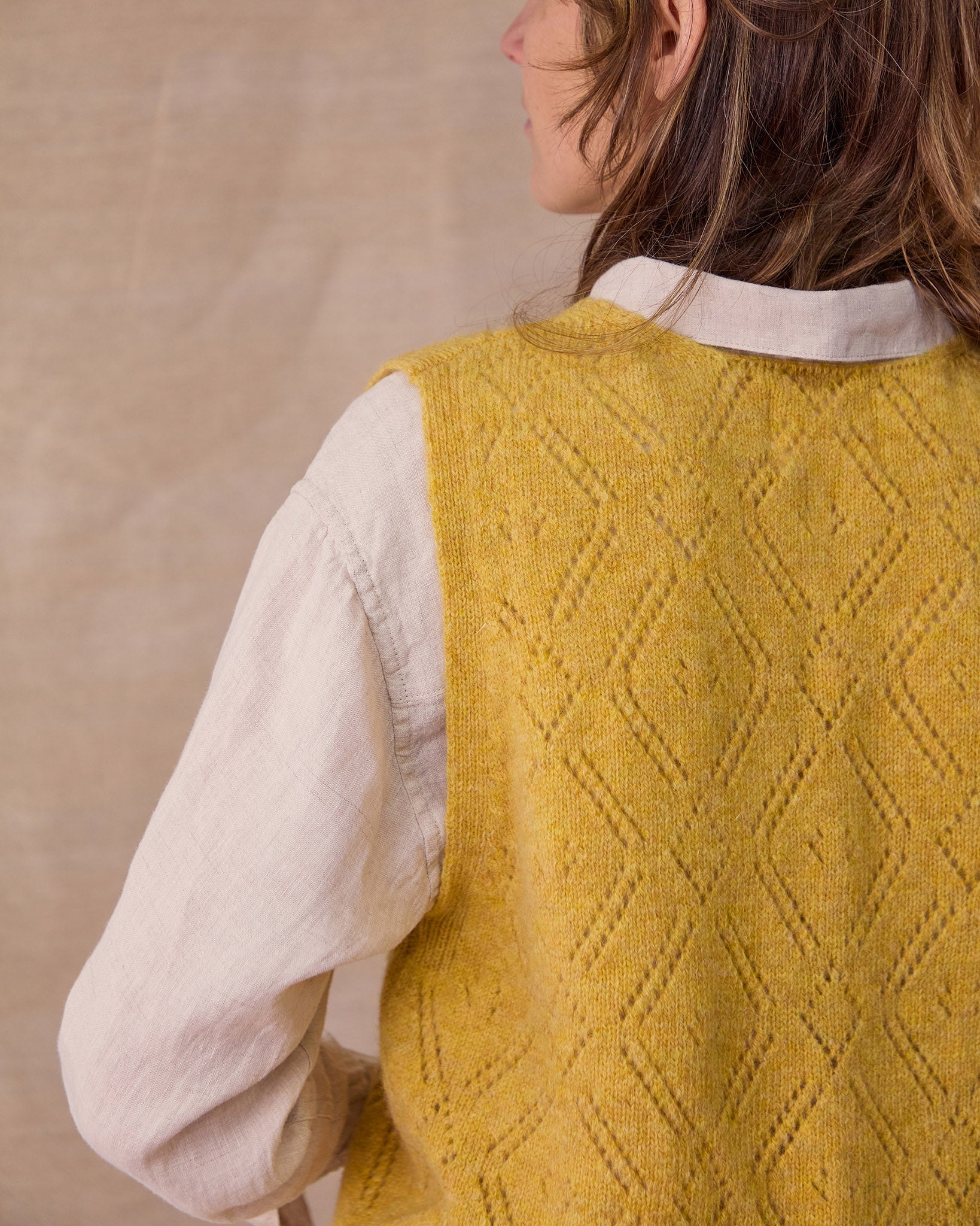 Diamond Open Knit Top | Mustard