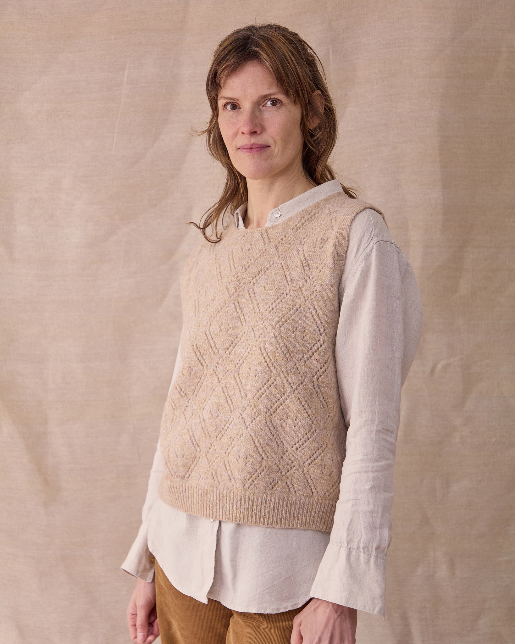 Diamond Open Knit Top | Oatmeal